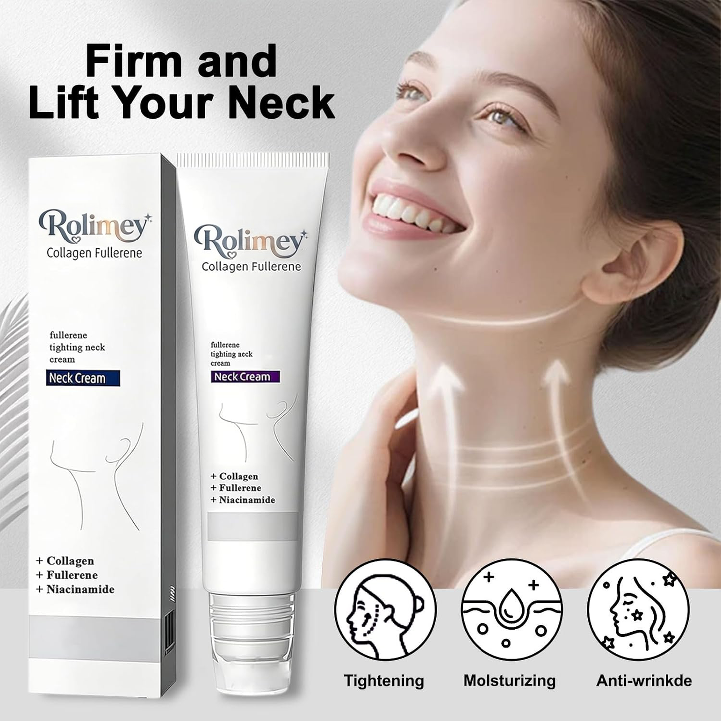 🎁💫(Made in USA)- Rolimey® Collagen Fullerene Cream, Rolimey Collagen Cream with Collagen Peptides, 2026 New Tighten & Lift Cream for Crepey Skin, Wrinkles and Tightening for Skin Types