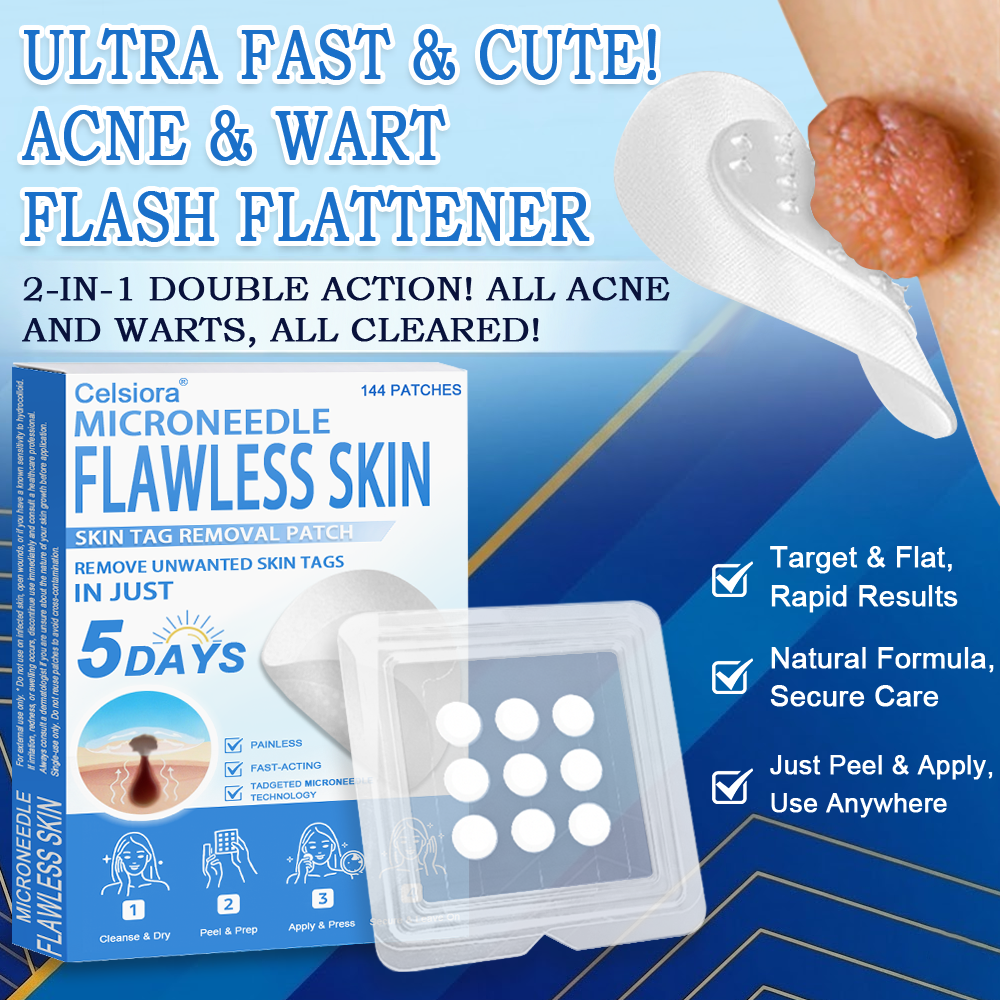 🎁 Celsiora® 2-in-1 Microneedle & Hydrocolloid Patch | Raised Moles,Acne,  Flat Warts & Skin Tags Remover | Improves Wrinkles, Scars & Blemishes | Invisible Pimple Patches for Face & Body | 144 Count